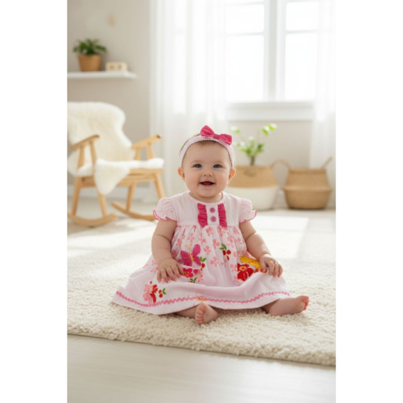 New w Tags baby girl dress set matching headband underwear size 3 6 months - Picture 3 of 3